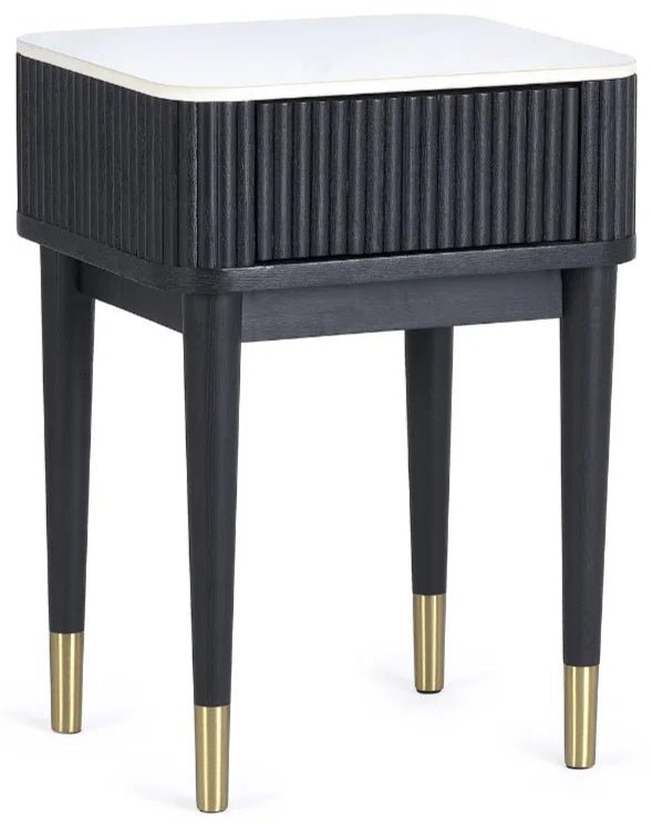 Louis 1 Drawer Fluted Stone Top Lamp Table - Julian Bowen