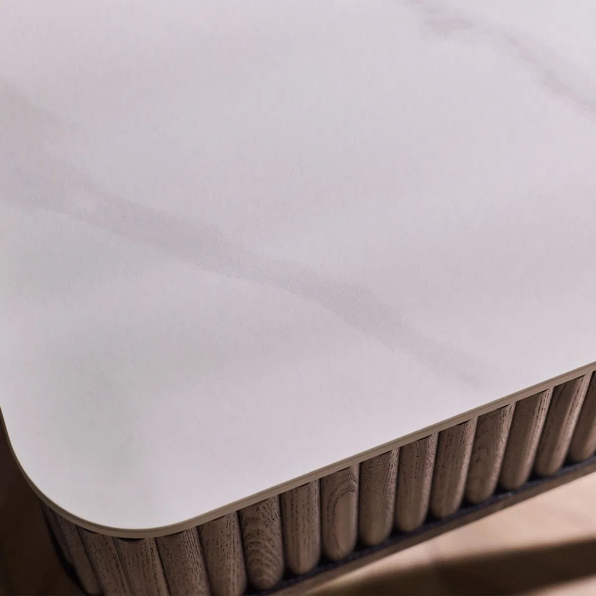 Louis 1 Drawer Fluted Stone Top Lamp Table - Julian Bowen