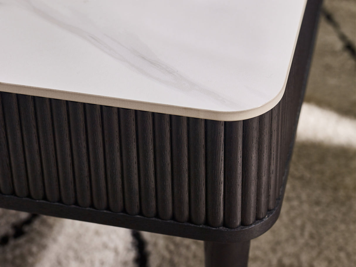 Louis 2 Drawer Fluted Stone Top Coffee Table - Julian Bowen