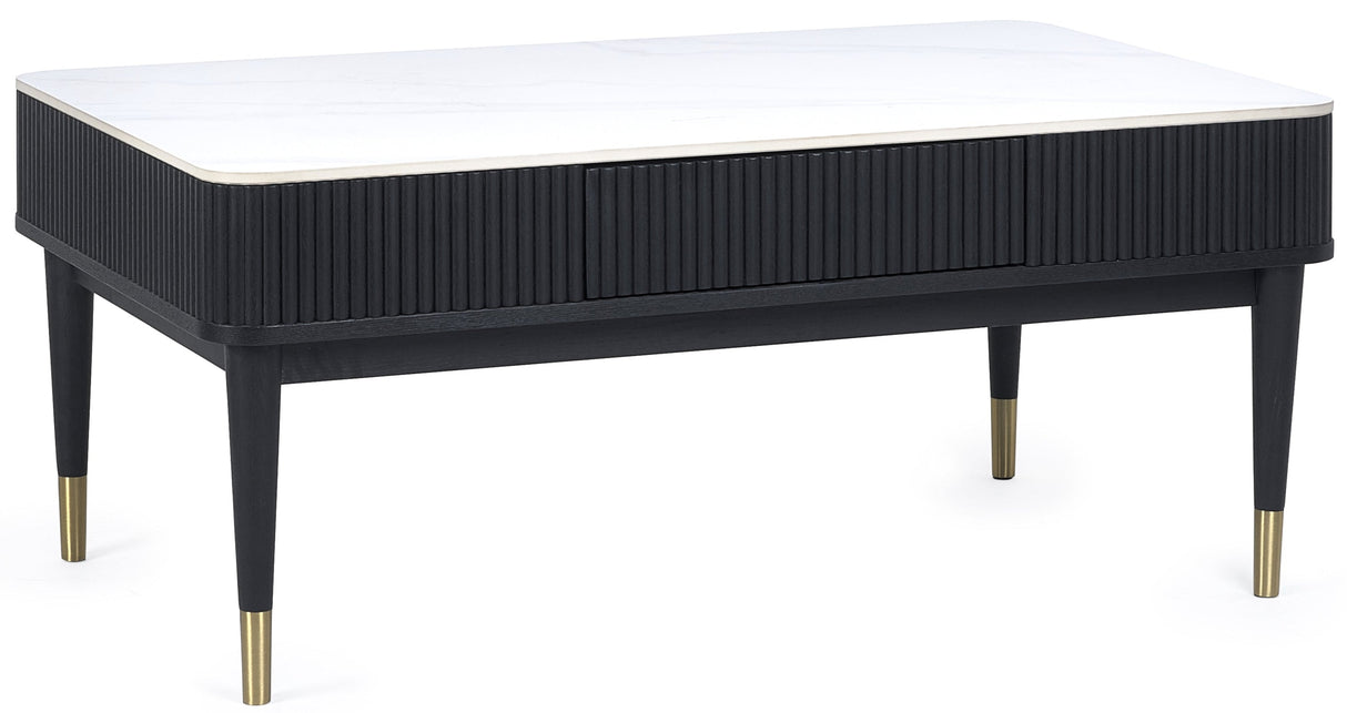 Louis 2 Drawer Fluted Stone Top Coffee Table - Julian Bowen
