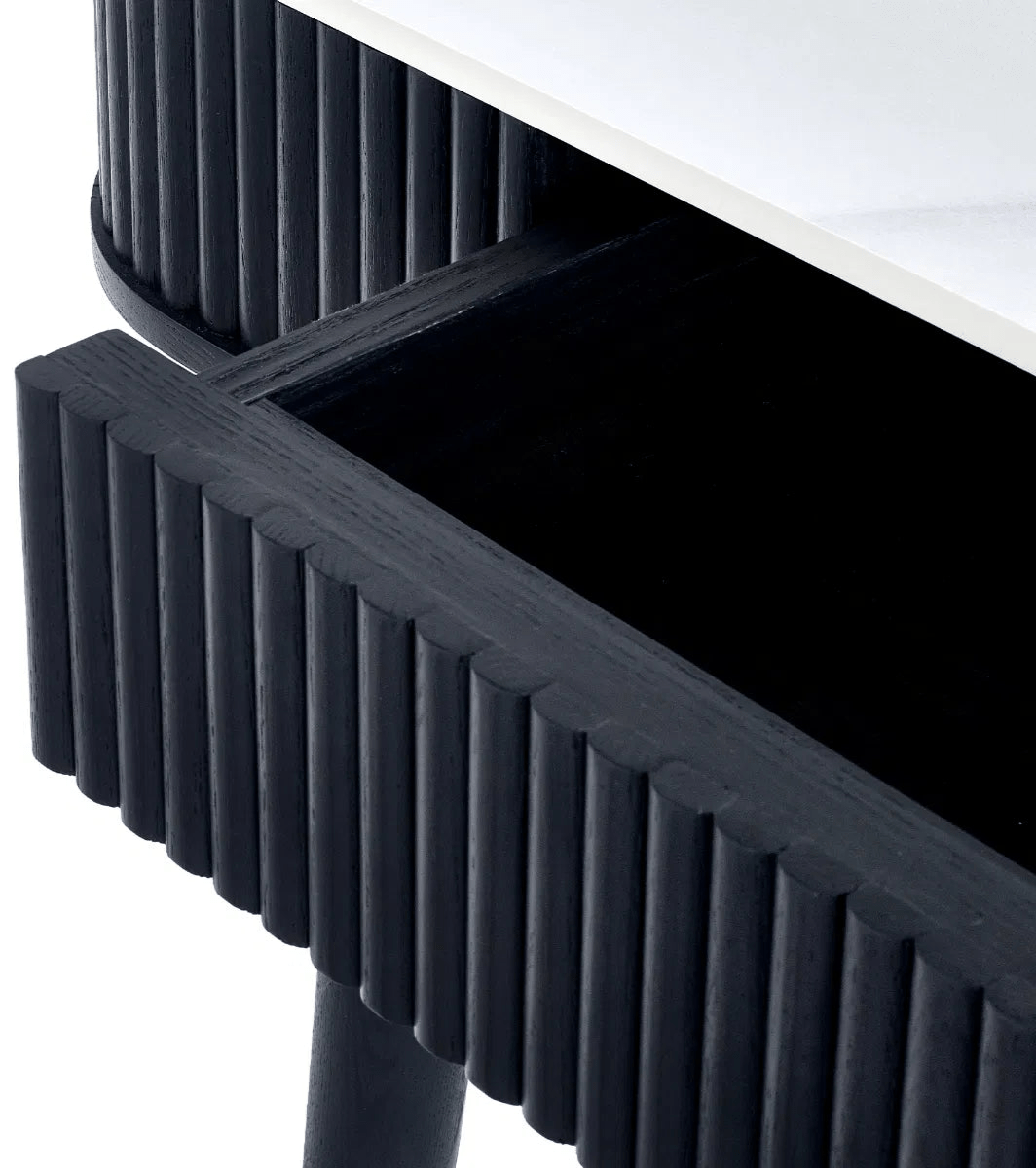 Louis Fluted Stone Top Dining Table with Drawers - Julian Bowen