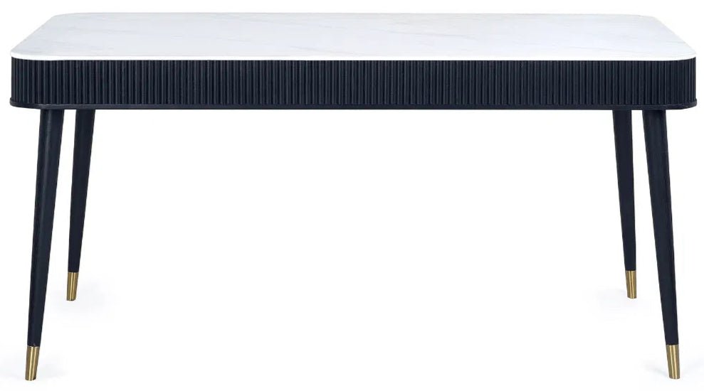 Louis Fluted Stone Top Dining Table with Drawers - Julian Bowen