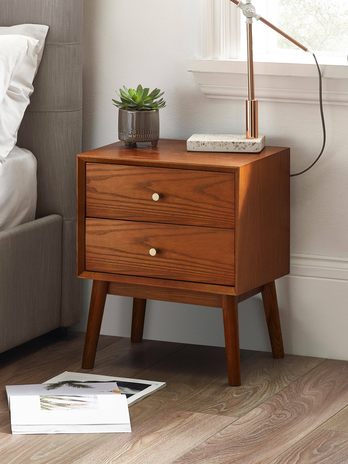 Lowry 2 Drawer Bedside Table - Julian Bowen