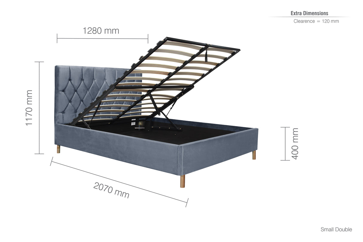 Loxley Fabric Ottoman Bed - Birlea