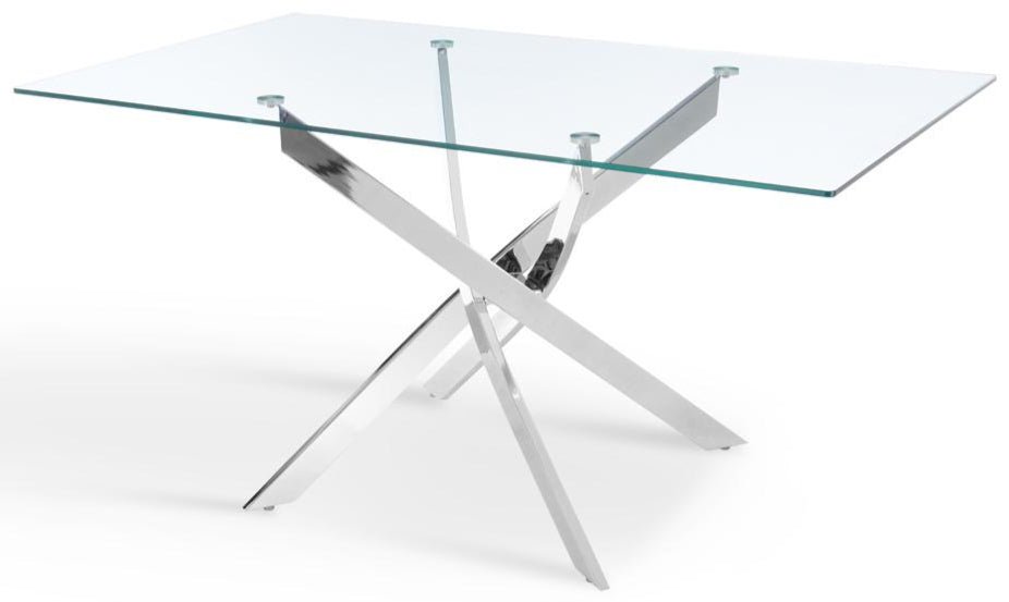 Lucy 120cm Rectangular Glass Top Dining Table - TGC