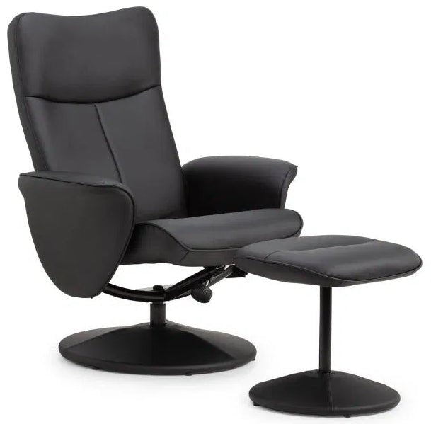 Lugano Faux Leather Swivel Recliner & Stool - Julian Bowen