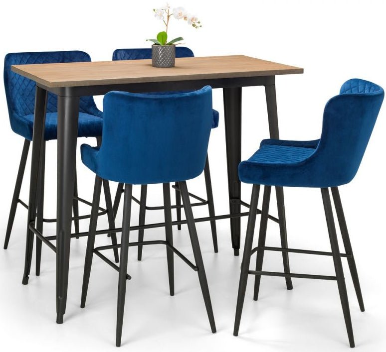 Luxe High Back Fabric Bar Stools - Julian Bowen