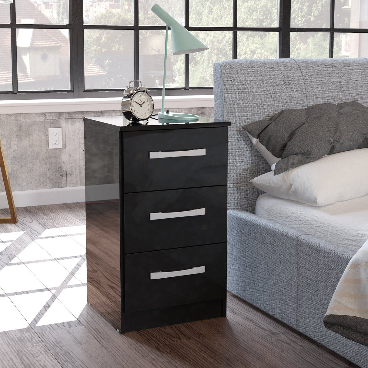 Lynx 3 Drawer Bedside Chest - Birlea