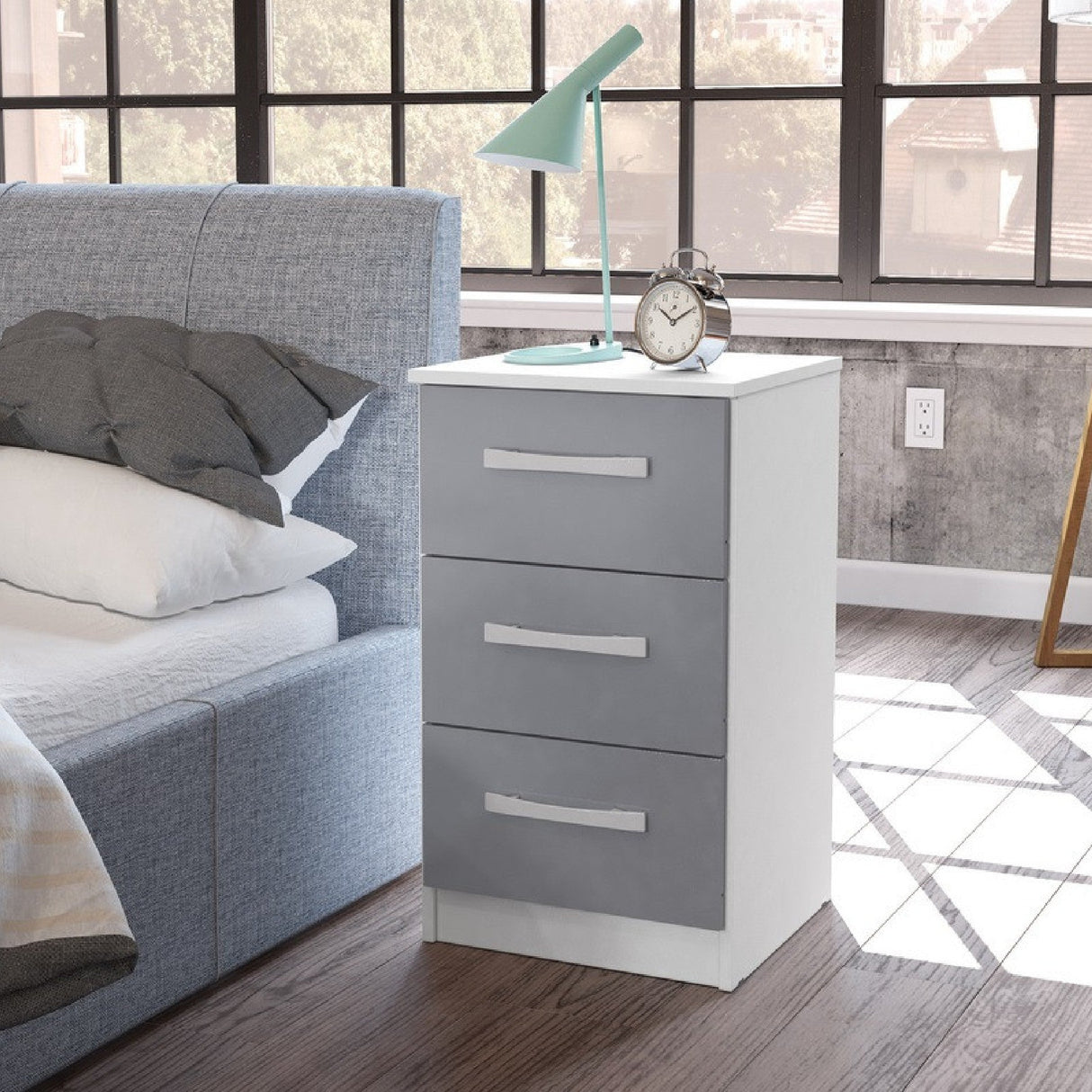 Lynx 3 Drawer Bedside Chest - Birlea