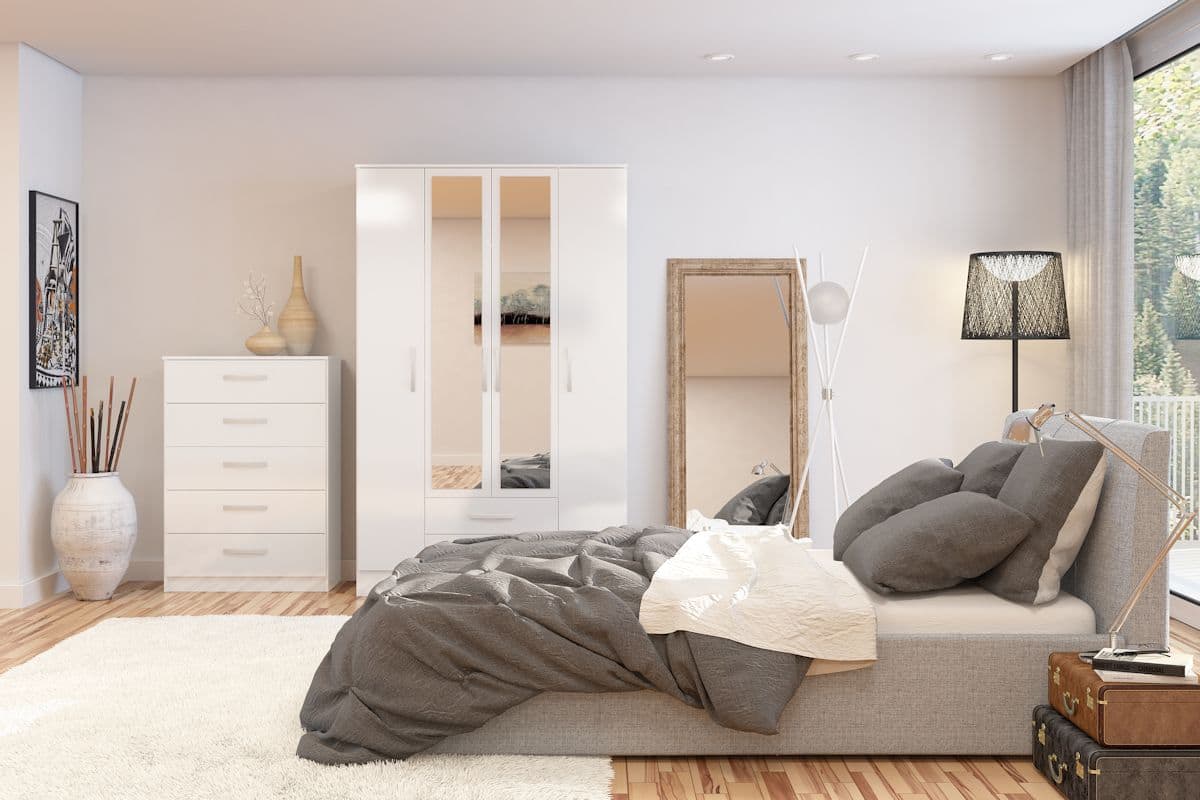 Lynx 4 Door 2 Drawer Mirrored Wardrobe - Birlea