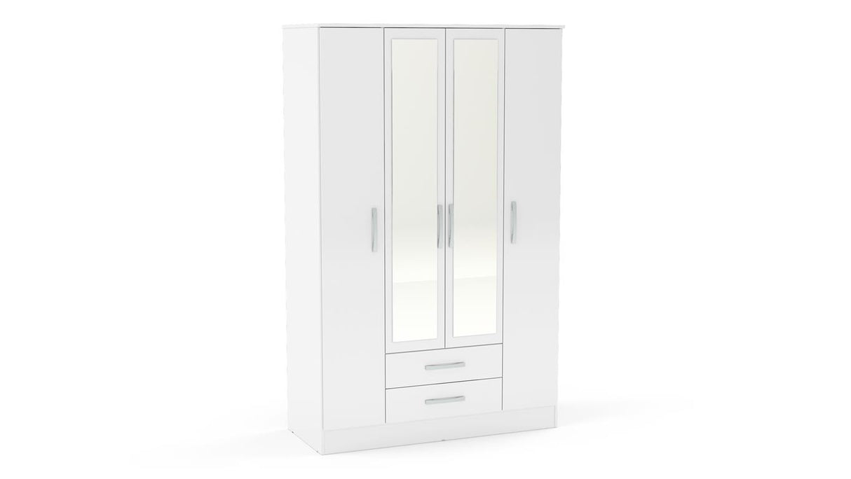 Lynx 4 Door 2 Drawer Mirrored Wardrobe - Birlea