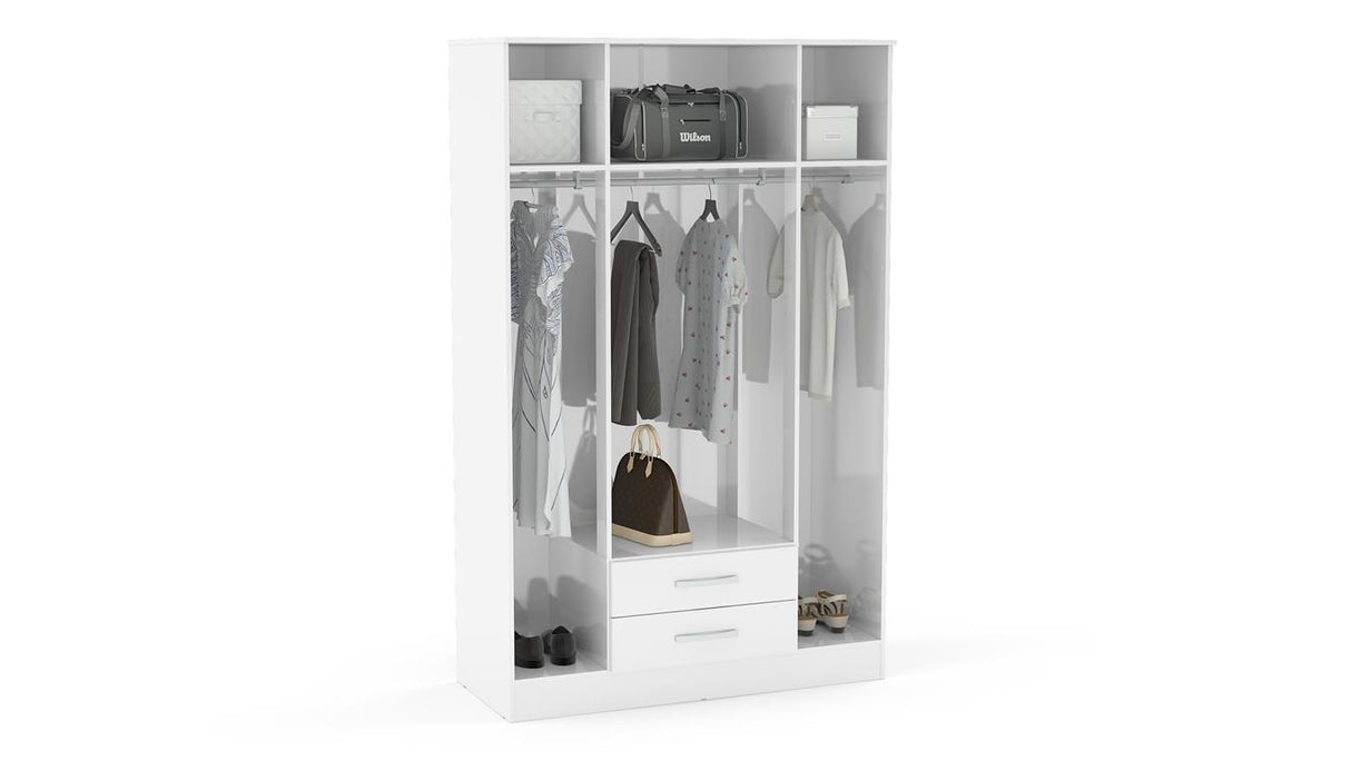 Lynx 4 Door 2 Drawer Mirrored Wardrobe - Birlea