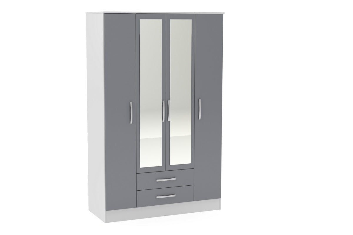 Lynx 4 Door 2 Drawer Mirrored Wardrobe - Birlea