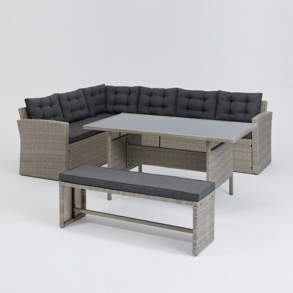 Madeira Rattan 4 Piece Garden Dining Set with Corner Sofa - TGC