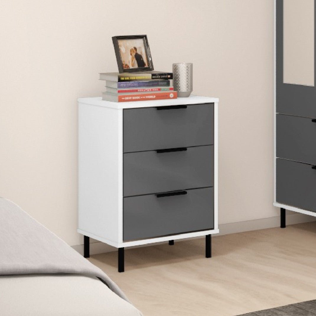 Madrid 3 Drawer Bedside - Seconique
