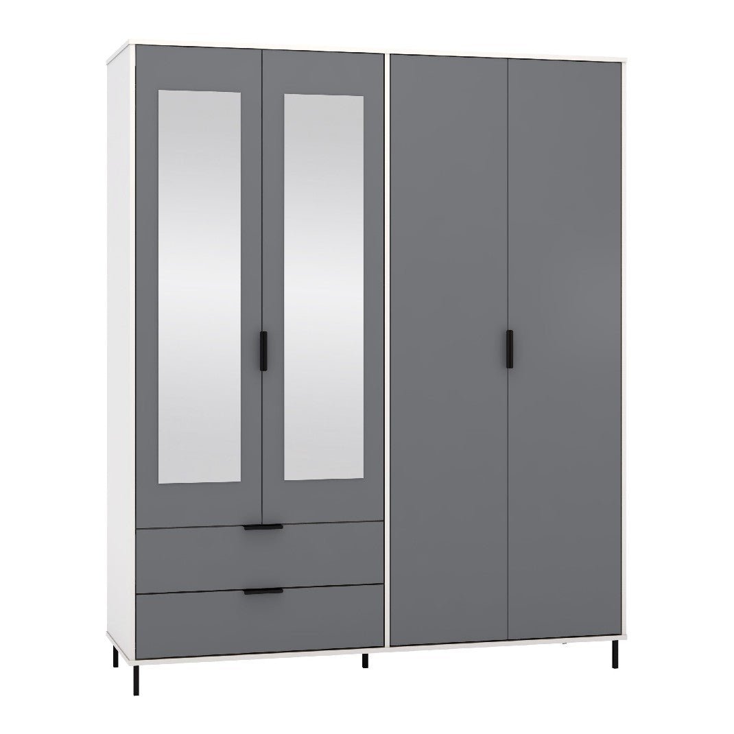 Madrid 4 Door Mirrored Wardrobe - Seconique