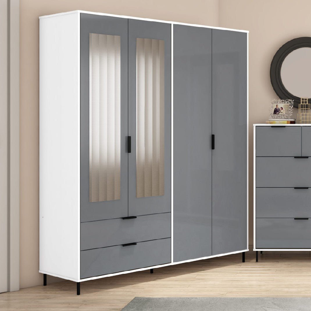 Madrid 4 Door Mirrored Wardrobe - Seconique