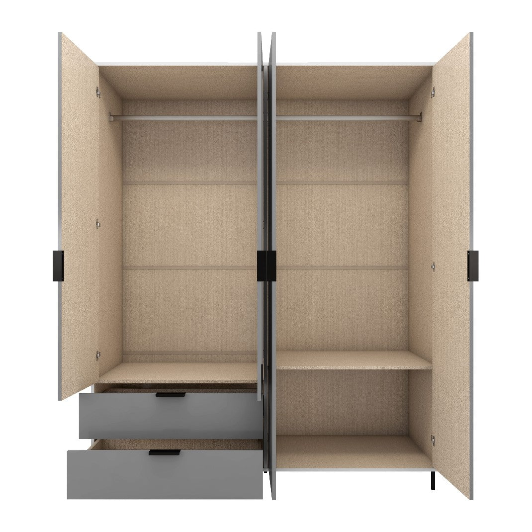 Madrid 4 Door Mirrored Wardrobe - Seconique