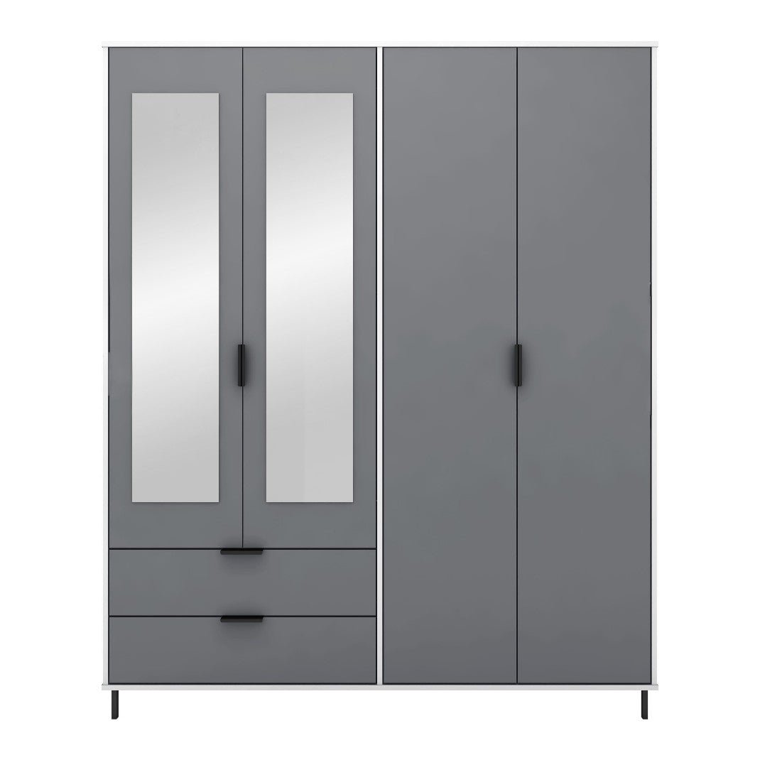 Madrid 4 Door Mirrored Wardrobe - Seconique