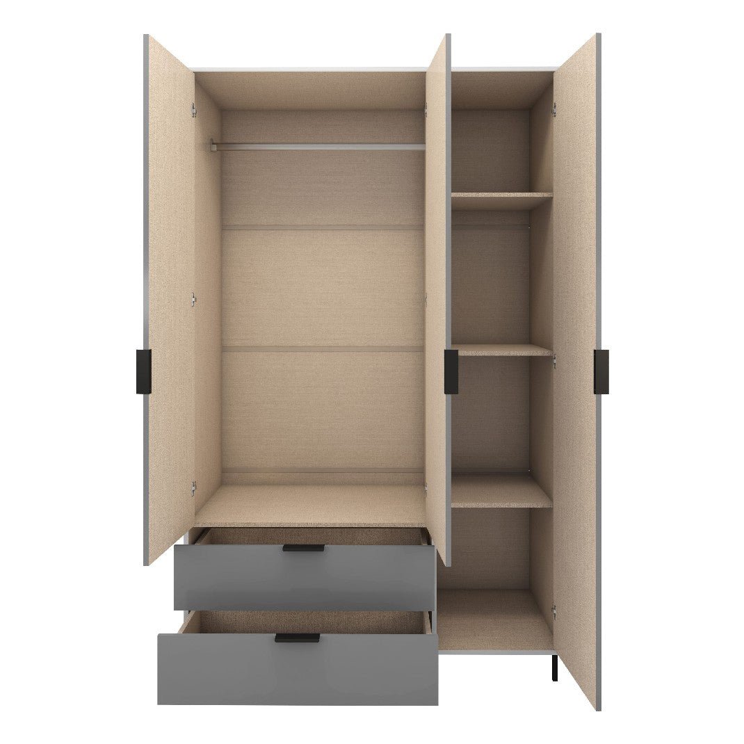 Madrid Mirrored Wardrobe with 3 Doors - Seconique