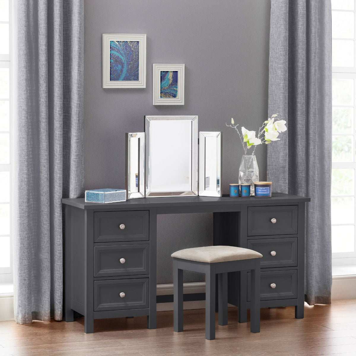 Maine Dressing Table Stool - Julian Bowen