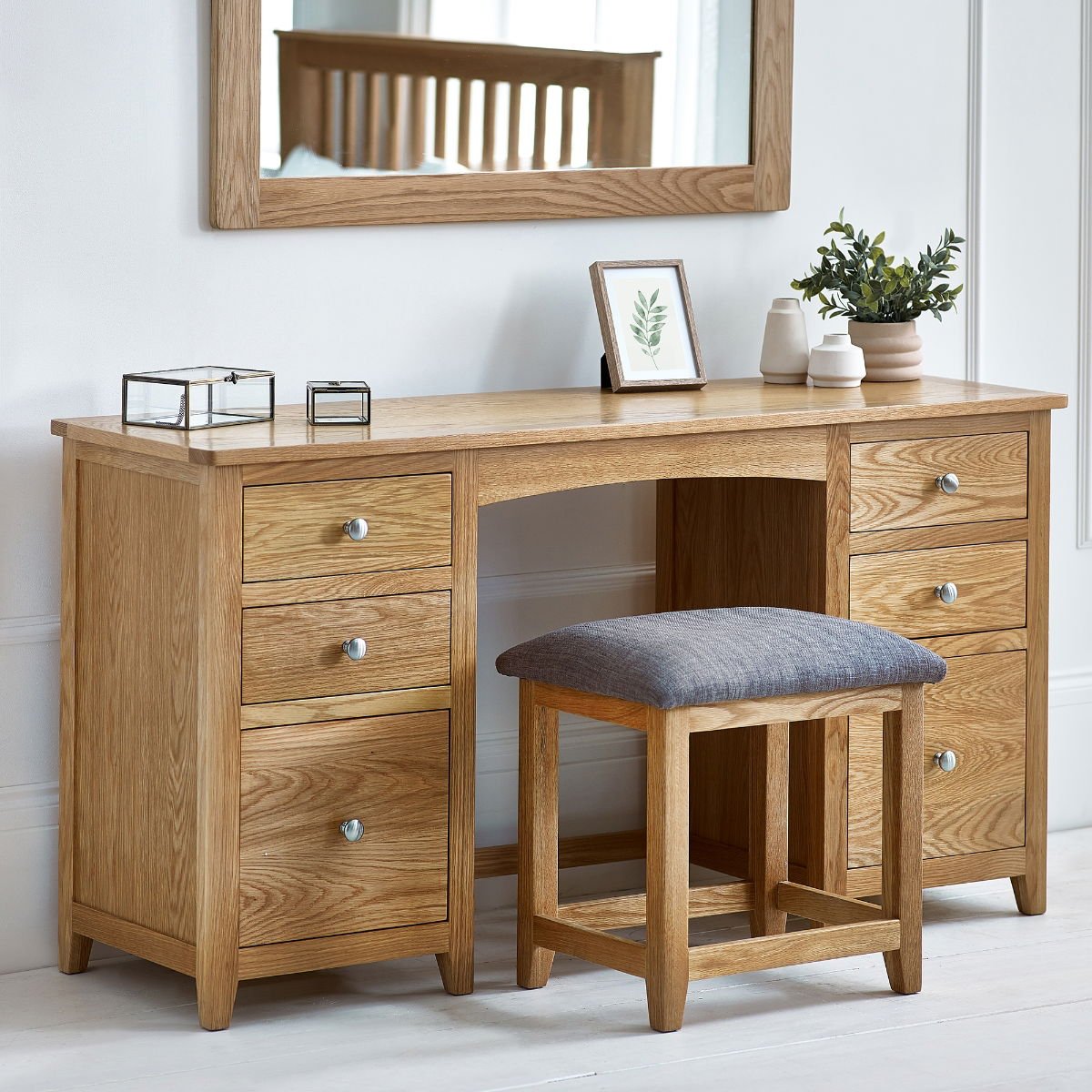 Mallory Twin Pedestal Dressing Table and Stool - Julian Bowen