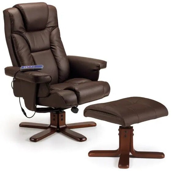 Malmo Faux Leather Massage Recliner & Stool - Julian Bowen