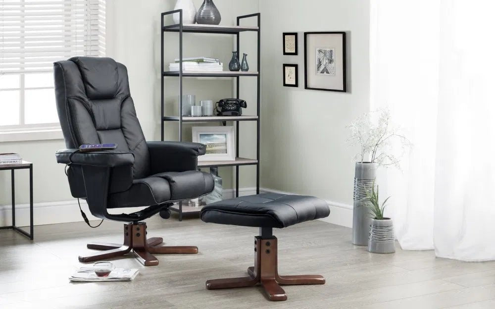 Malmo Faux Leather Massage Recliner & Stool - Julian Bowen