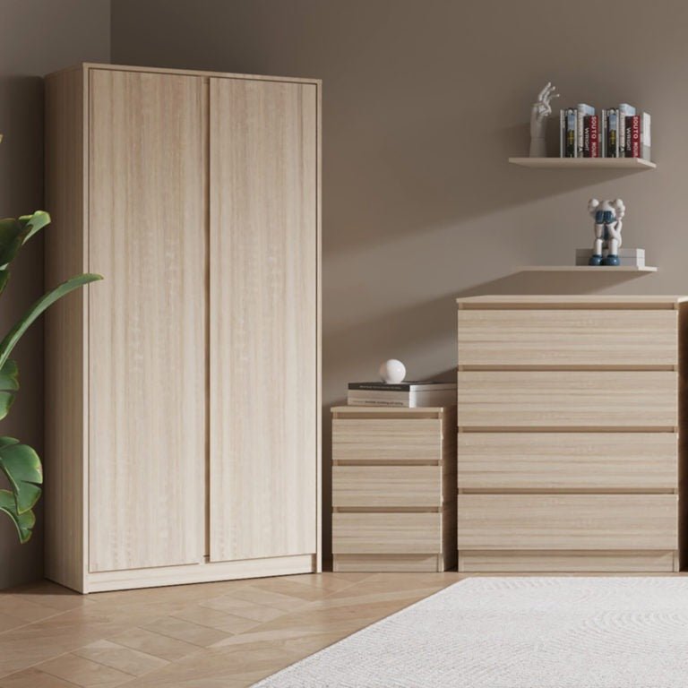 Malvern 3 Piece Bedroom Set With 2 Door Double Wardrobe - Seconique