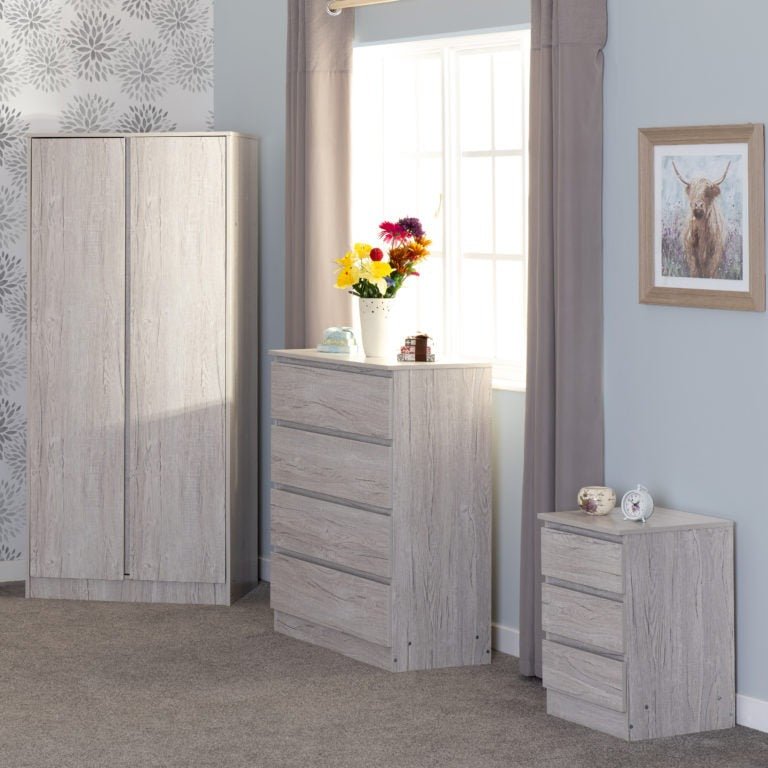 Malvern 3 Piece Bedroom Set With 2 Door Double Wardrobe - Seconique