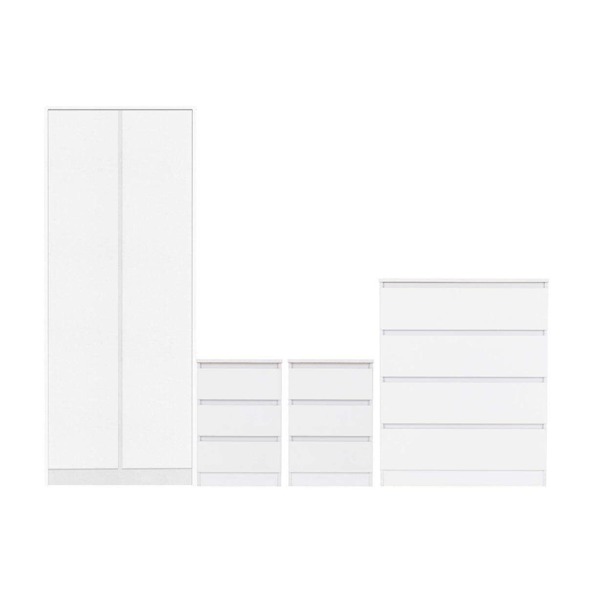 Malvern 4 Piece Bedroom Set With 2 Door Double Wardrobe - Seconique