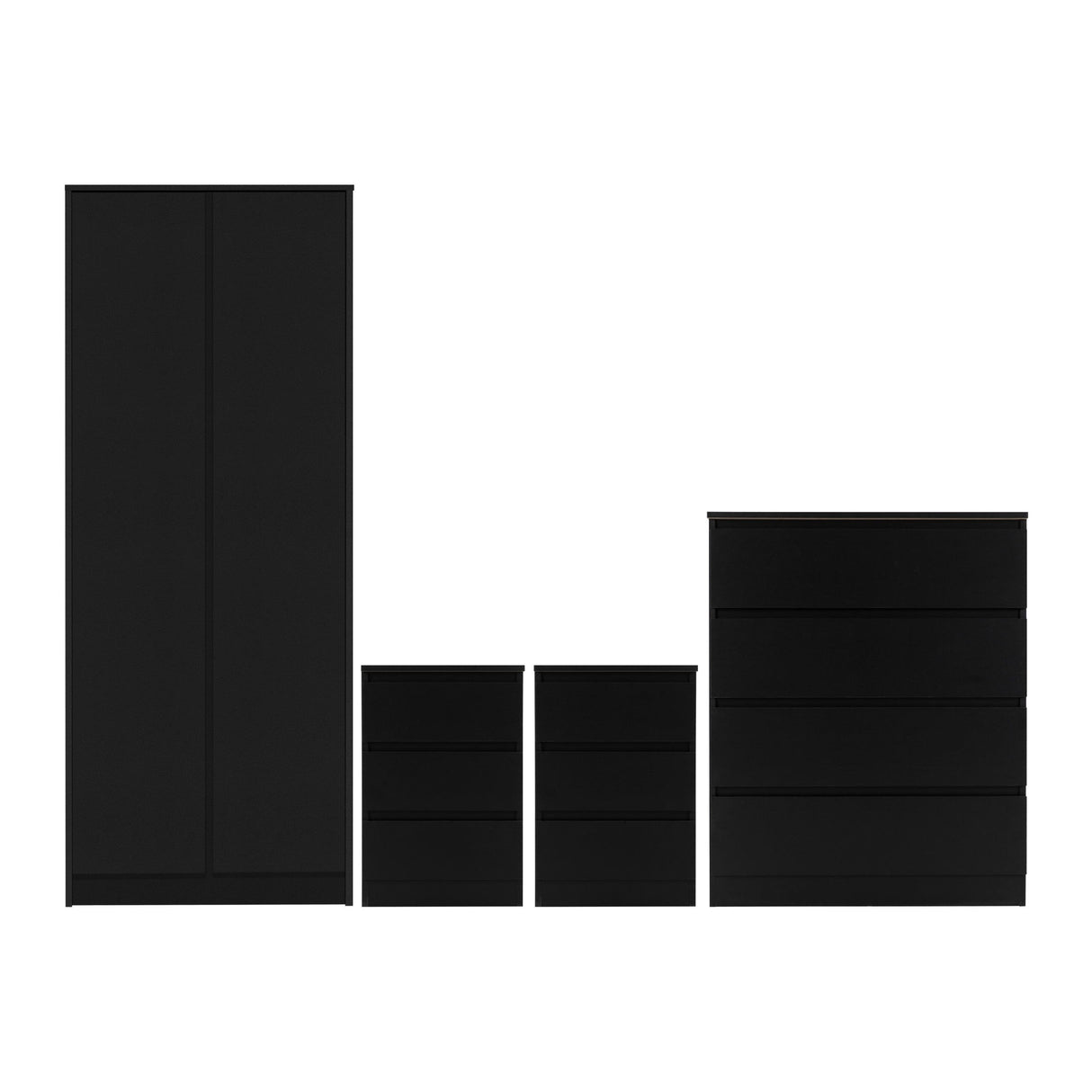 Malvern 4 Piece Bedroom Set With 2 Door Double Wardrobe - Seconique