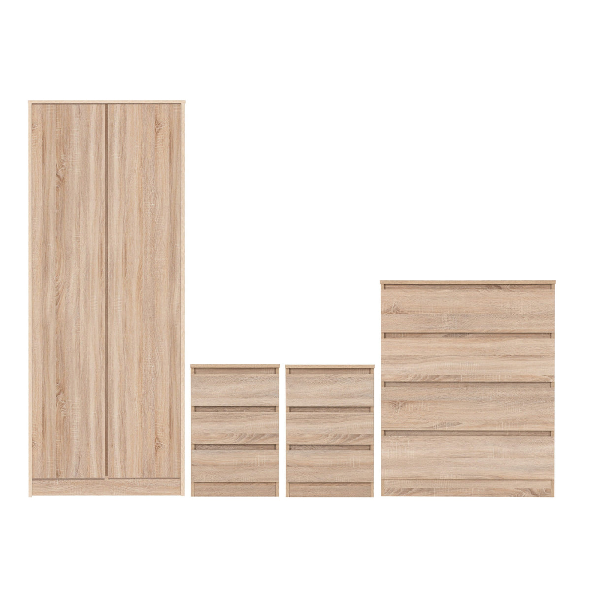 Malvern 4 Piece Bedroom Set With 2 Door Double Wardrobe - Seconique