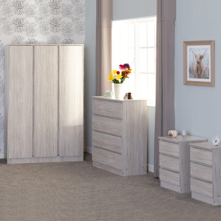 Malvern 4 Piece Bedroom Set with 3 Door Wardrobe - Seconique