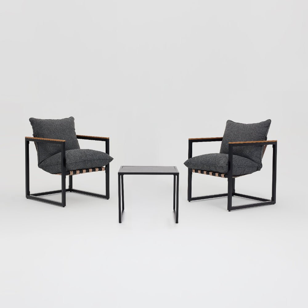 Marbella 3 Piece Black Balcony Garden Set - TGC