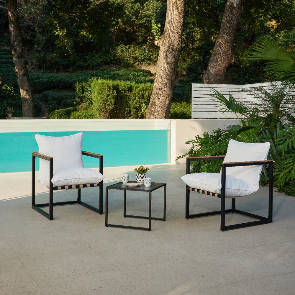 Marbella 3 Piece Black Balcony Garden Set - TGC