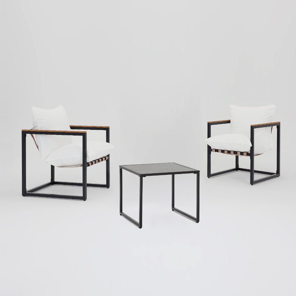 Marbella 3 Piece Black Balcony Garden Set - TGC