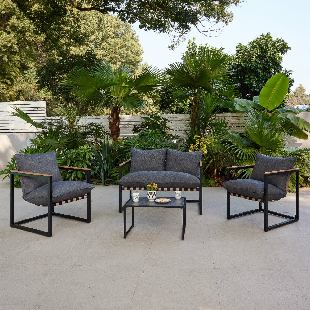 Marbella 4 Piece Black Balcony Garden Set - TGC