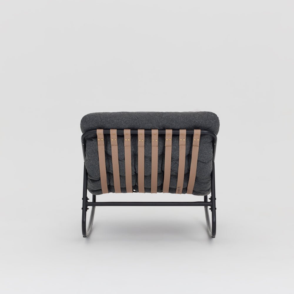 Marbella Black Rocking Garden Chair with Ivory Cushions - TGC