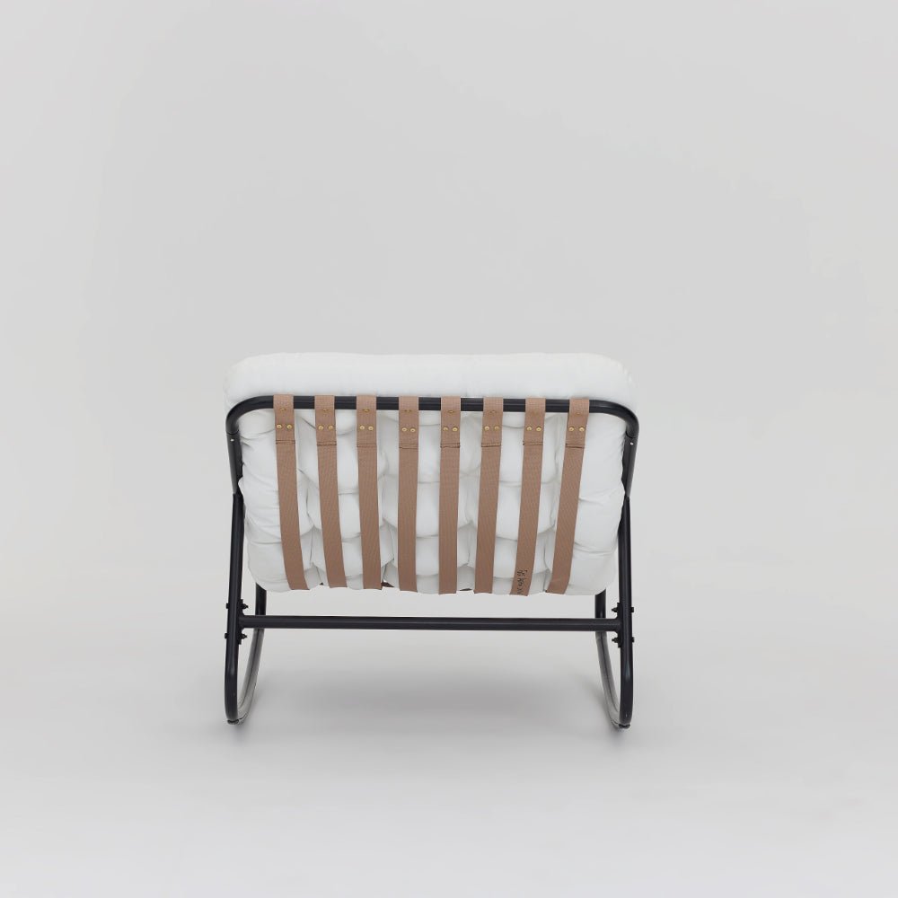 Marbella Black Rocking Garden Chair with Ivory Cushions - TGC