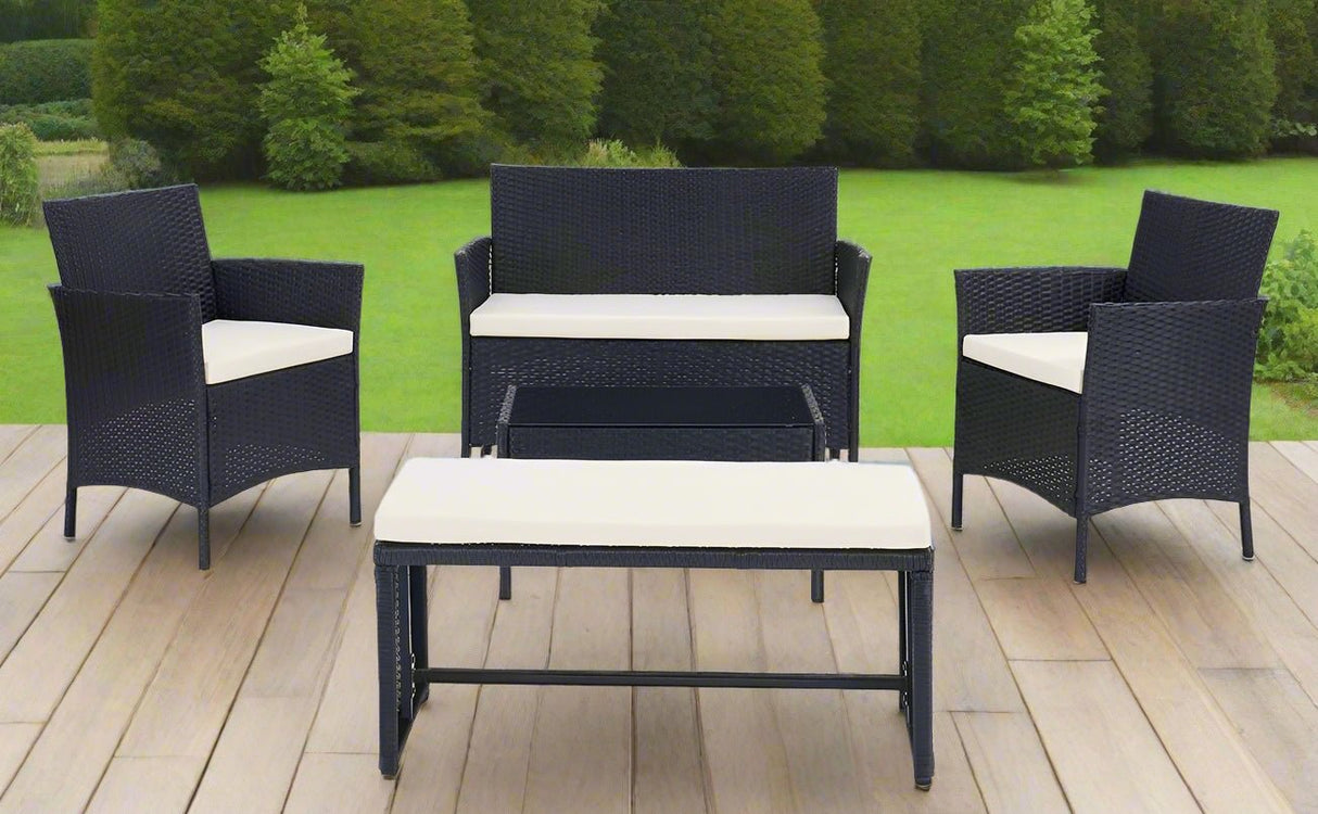 Maya 5 Piece Rattan Garden Set with Bench - TGC
