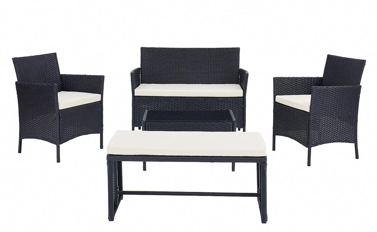 Maya 5 Piece Rattan Garden Set with Bench - TGC