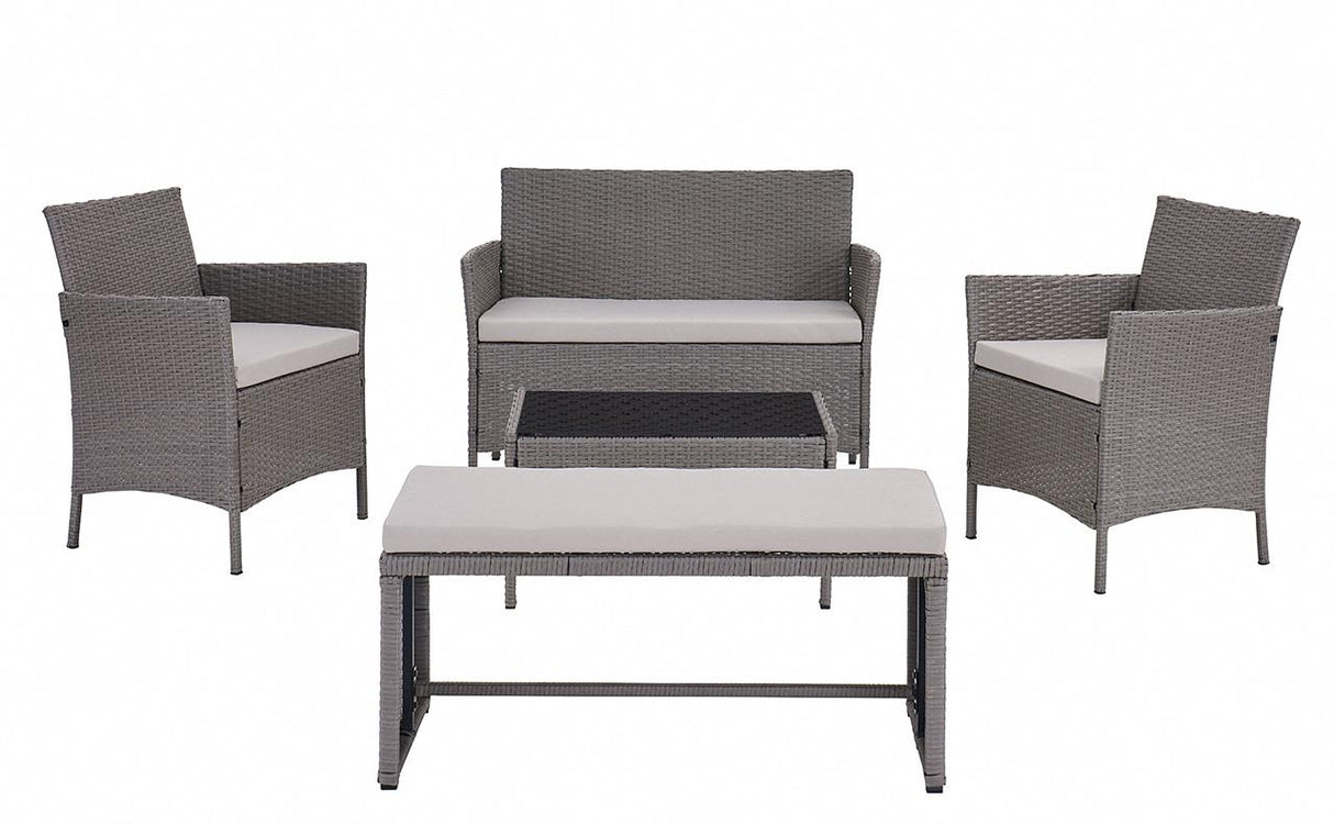 Maya 5 Piece Rattan Garden Set with Bench - TGC