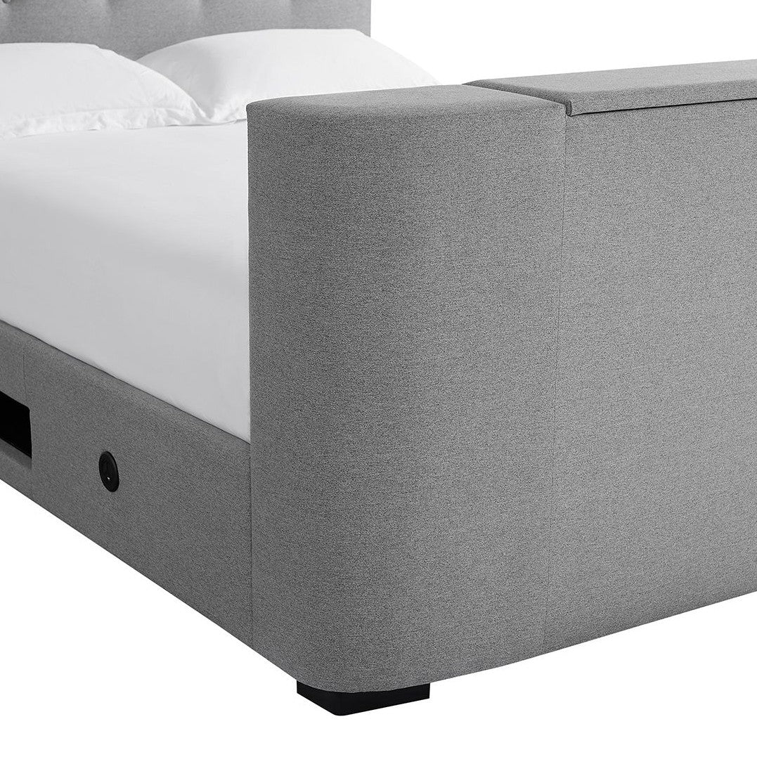 Mayfair Grey Fabric TV Bed Frame (5' King Size) - LPD
