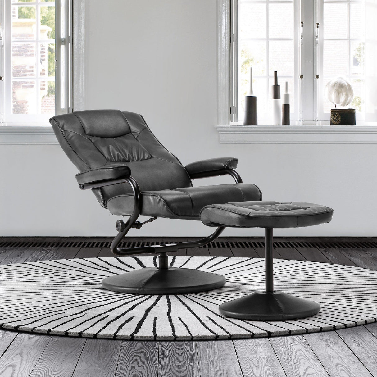 Memphis Swivel Chair & Footstool - Birlea