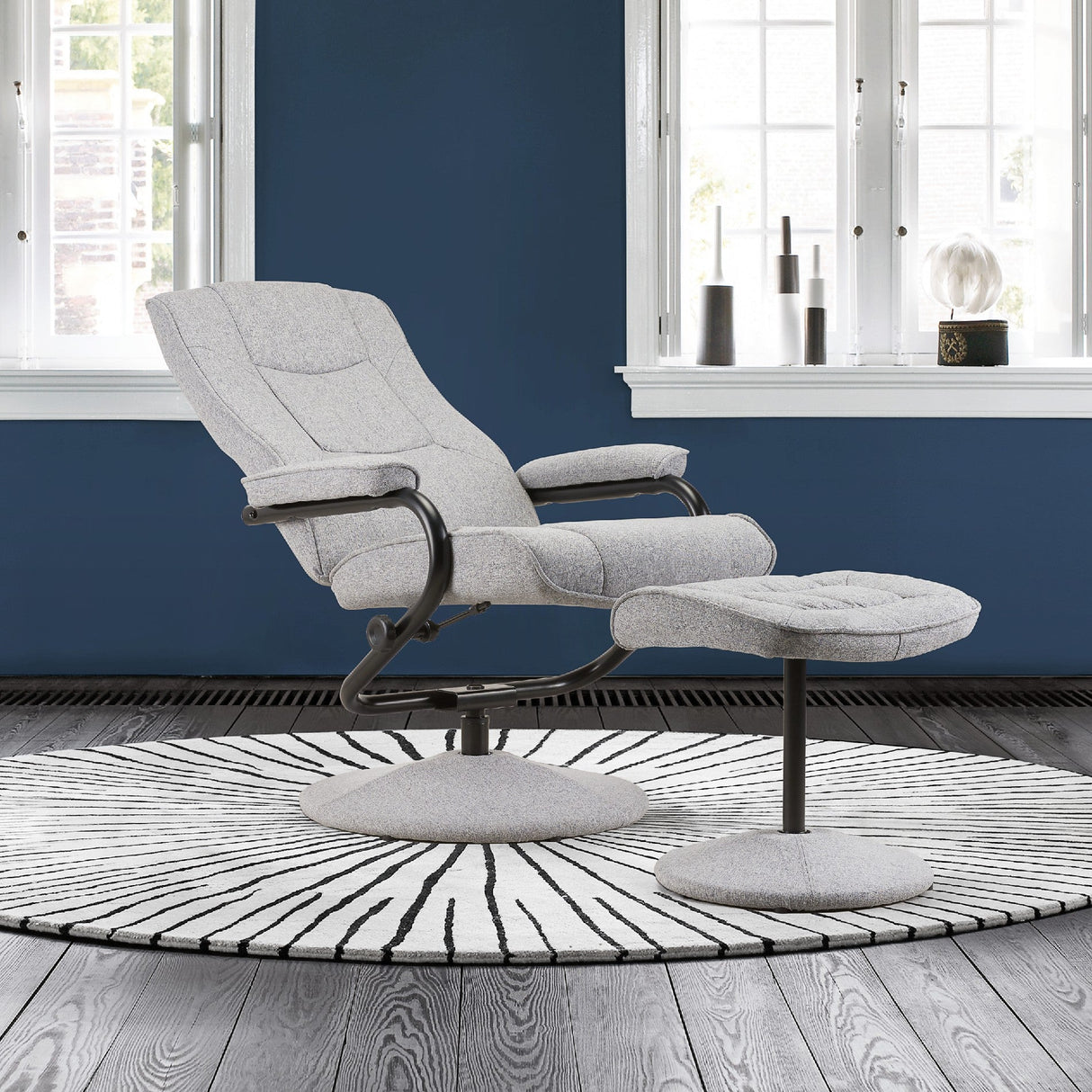 Memphis Swivel Chair & Footstool - Birlea
