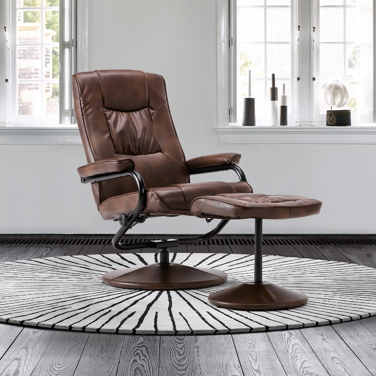 Memphis Swivel Chair & Footstool - Birlea