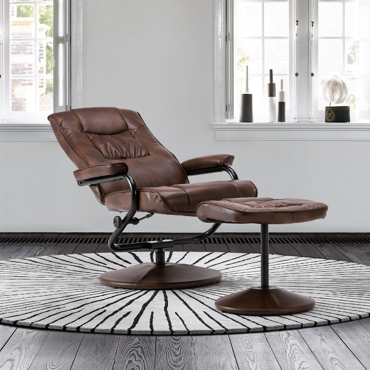Memphis Swivel Chair & Footstool - Birlea