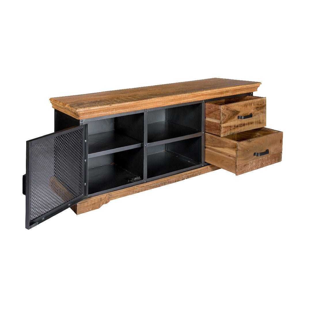 Metropolis Industrial 1 Door 2 Drawer TV Unit - Indian Hub