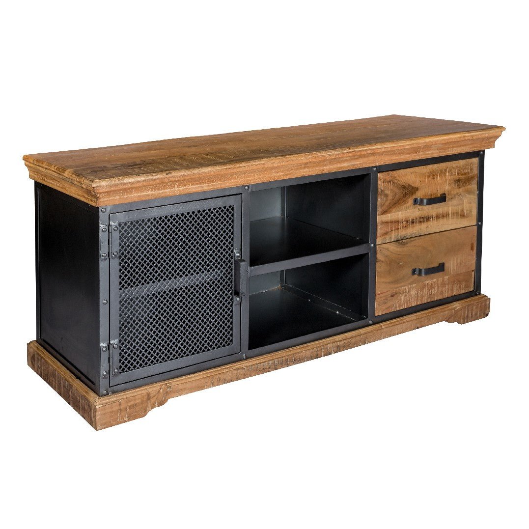 Metropolis Industrial 1 Door 2 Drawer TV Unit - Indian Hub